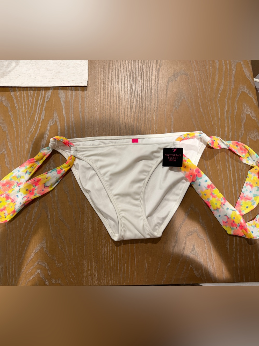Victoria's Secret Victoria's Secret White Bikini Bottoms with Floral Tie Sides